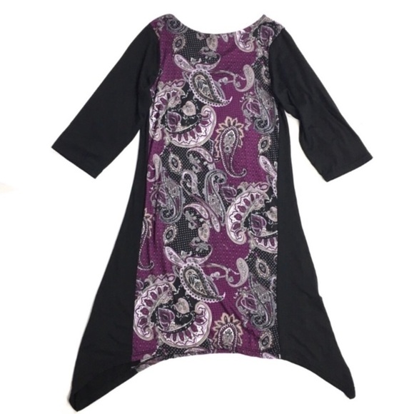 BODY TOUCH LOUNGE Nightgown Tunic Dress Paisley Shark Bite Hem Paisley Small - Picture 2 of 5